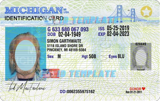 Michigan Id Card Template 3