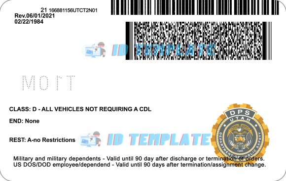Utah Driving license PSD Template New V3 1200DPI