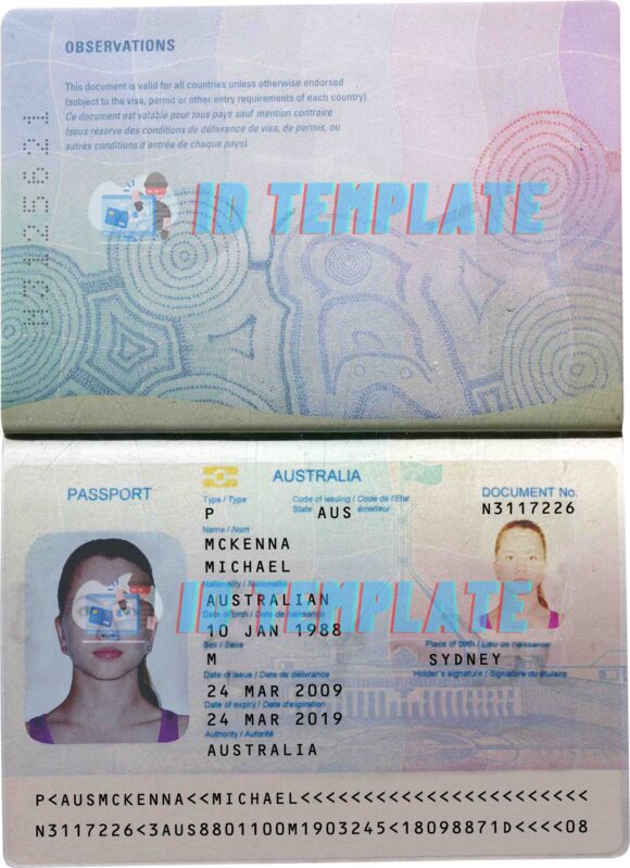 Australia Passport Template