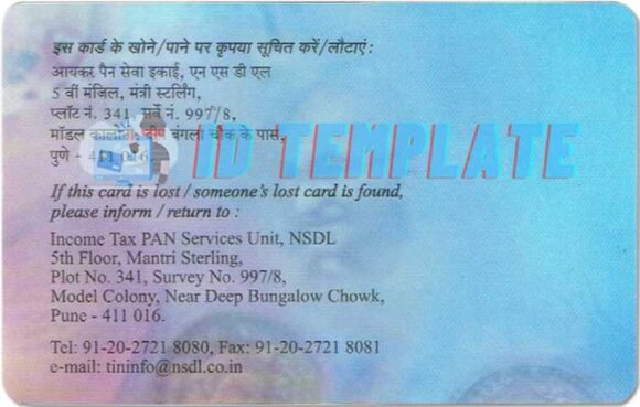 India Tax ID Card