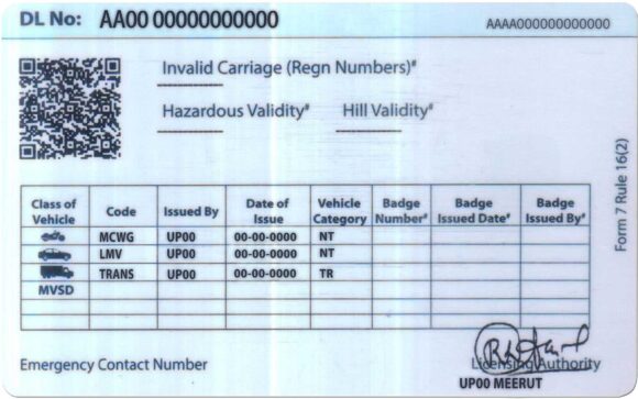 India Union Driving Licence