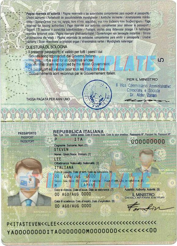 Italian Passport Template