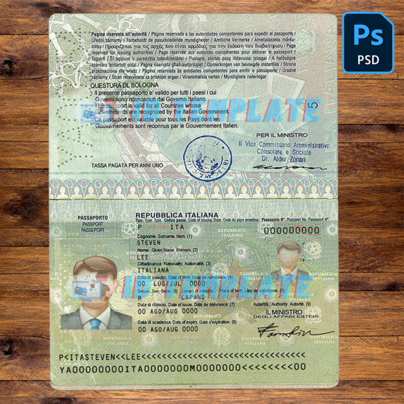 Italian Passport Template