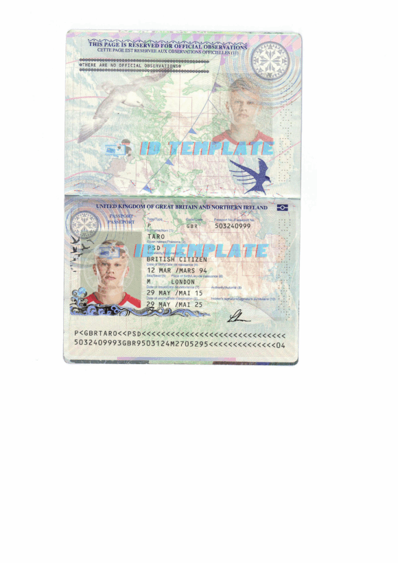 UK Passport Template
