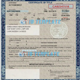 California Certificate of Title of Vehicle 2