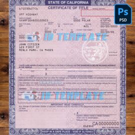 California Certificate of Title of Vehicle